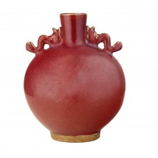 1265 A   Jun-Ware red glaze flambe flask