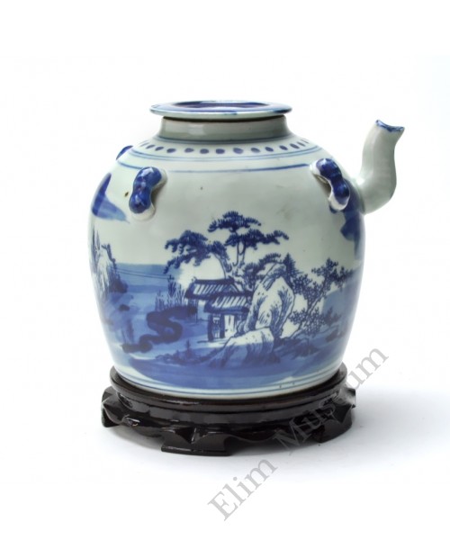 1093 A late Qing B&W teapot