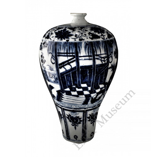 1632 A blue-and-white meiping vase with figures from The Brocade Pavilion