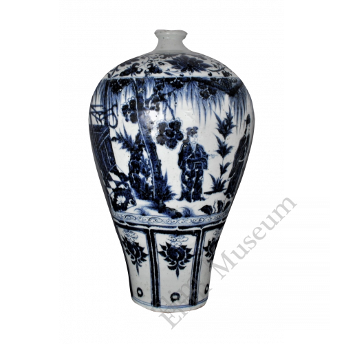 1632 A blue-and-white meiping vase with figures from The Brocade Pavilion