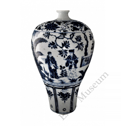 1632 A blue-and-white meiping vase with figures from The Brocade Pavilion