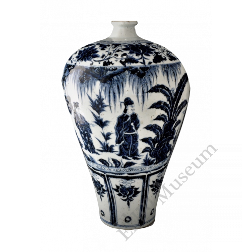 1632 A blue-and-white meiping vase with figures from The Brocade Pavilion