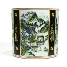 1220 A Qing Kang-Xi Wucai landscape brushholder 