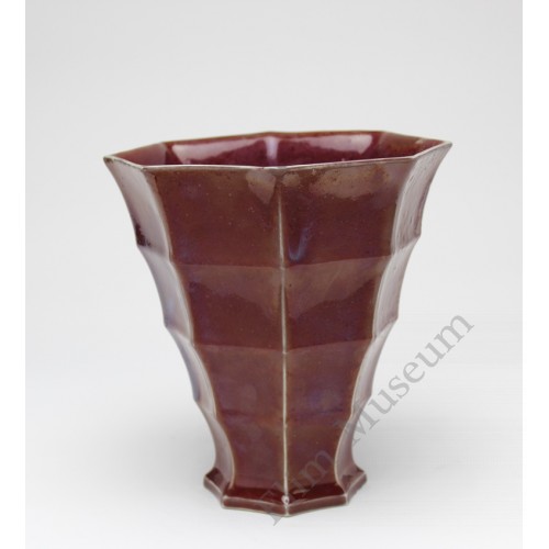 1223 A Ming Jun-Ware red glaze bamboo vase 