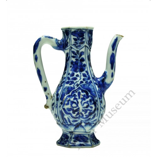  1108 A Kang-Xi B&W Lotus petal ewer   