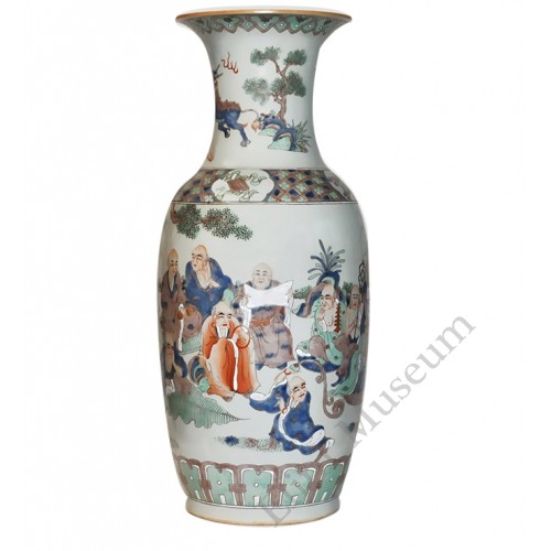 1109 A Pair of Fengcai vases with Lohans