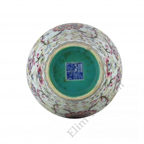 1128  A  fencai double-rings vase with scrolling lotus