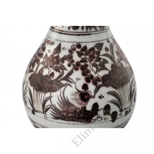 1362 An underglaze red double handles vase