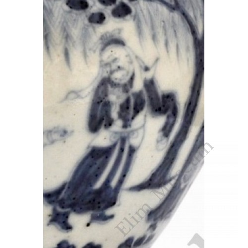 1413 A blue-and-white jar depicting the Three Visits to the Thatched Cottage