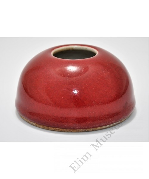 1512  A peach red glaze water jar