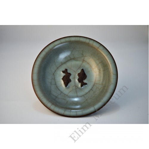 1515 A blue Guan-ware fishes dish