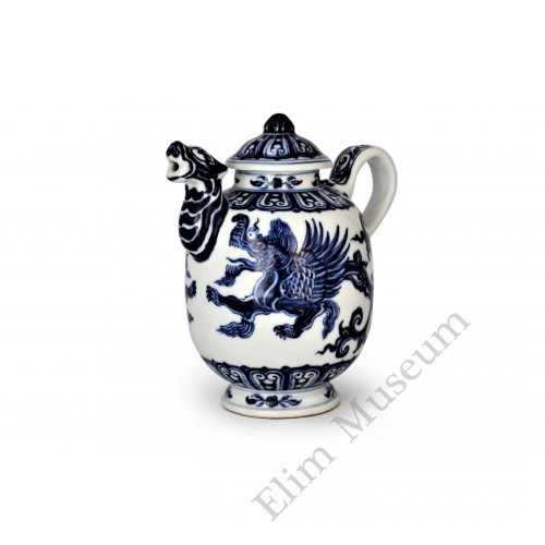 1549 A B&W winged dragon teapot 