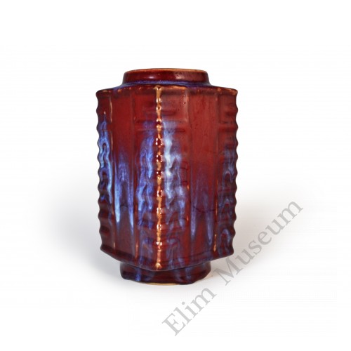 1555  A Flambe glaze Cong vase