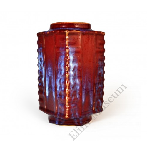 1555  A Flambe glaze Cong vase