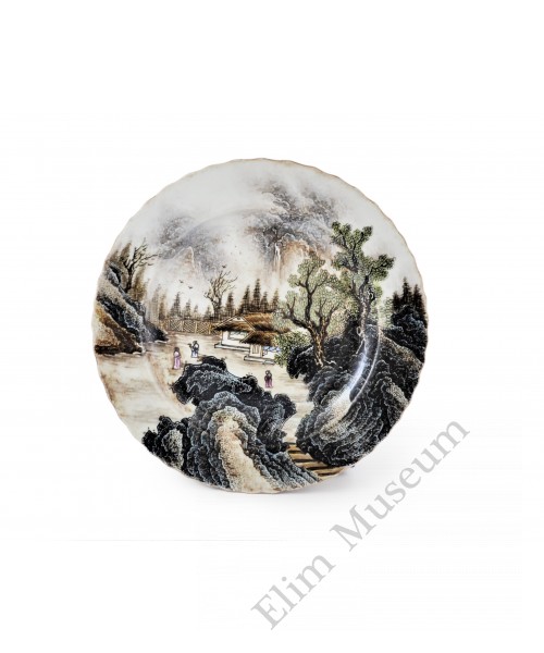 1571-3  A Fengcai landscape dish