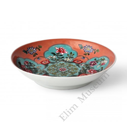 1574 A Kang-Xi pink ground Falancai dish 