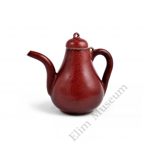 1578  A red-glaze pearl shape teapot   