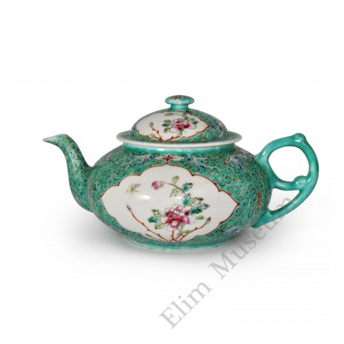 1623 A Fengcai windowed florist pattern teapot  	