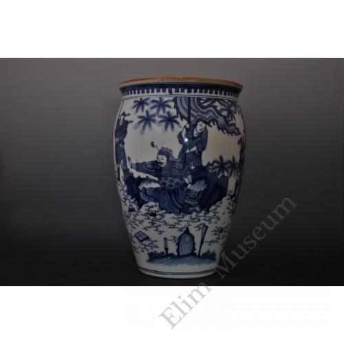 1639  A b&w vase of "King Mu of Zhou" stag-hunting scene  