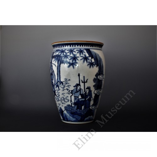 1639  A b&w vase of "King Mu of Zhou" stag-hunting scene  