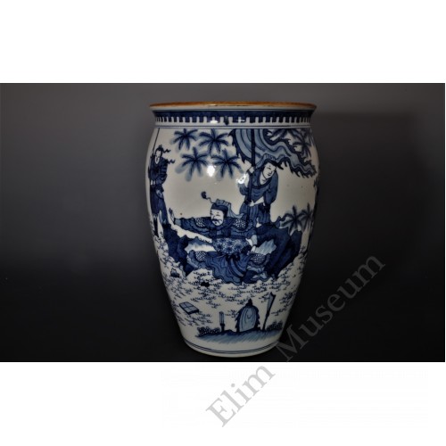 1639  A b&w vase of "King Mu of Zhou" stag-hunting scene  