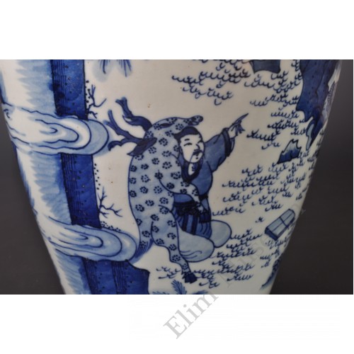 1639  A b&w vase of "King Mu of Zhou" stag-hunting scene  