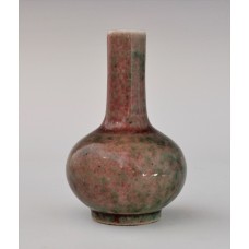 1661 A  peach red glaze small long neck vase  