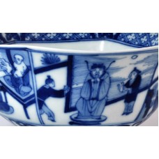 1671 A blue-white Scholarly figurative large bowl 