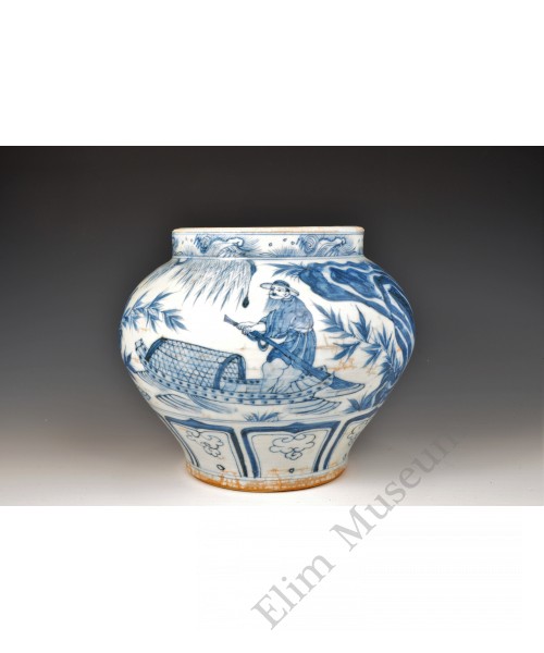 1672 A blue-white legendary figurative jar 