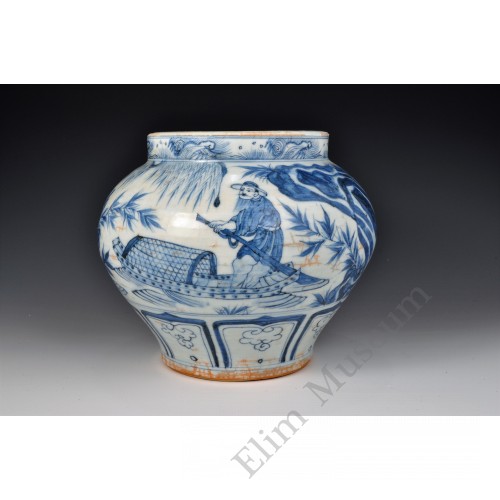 1672 A blue-white legendary figurative jar 