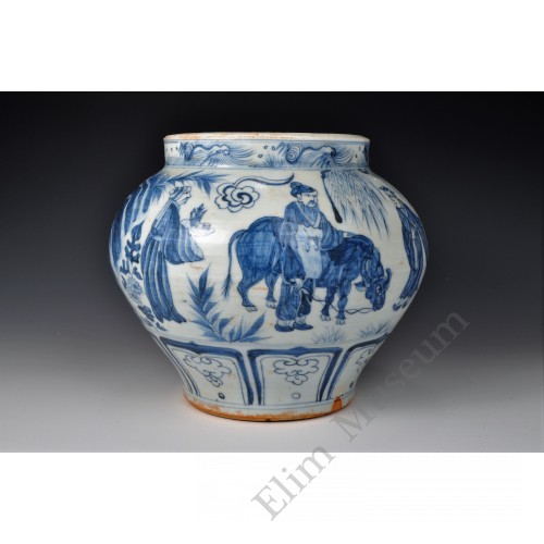 1672 A blue-white legendary figurative jar 