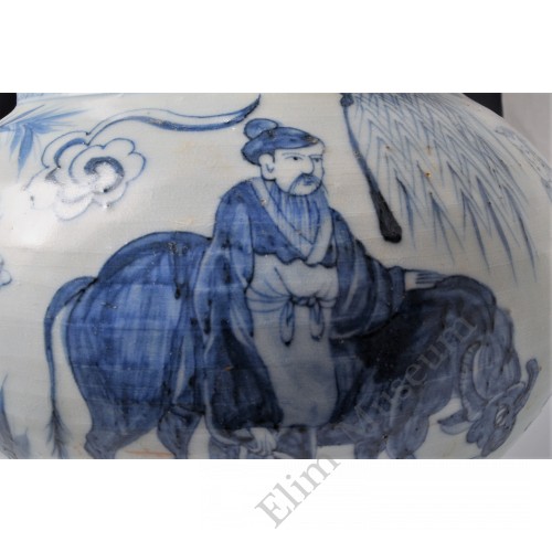 1672 A blue-white legendary figurative jar 