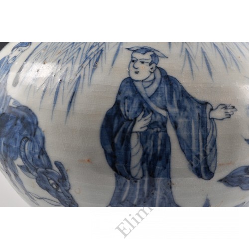 1672 A blue-white legendary figurative jar 