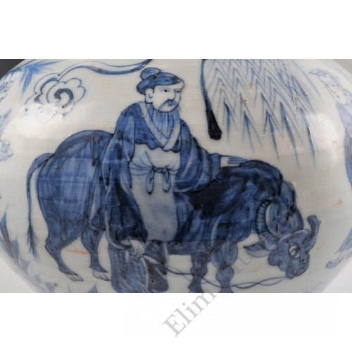 1672 A blue-white legendary figurative jar 