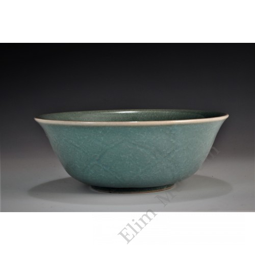 1677 A Ru-yao impressed petals bowl   