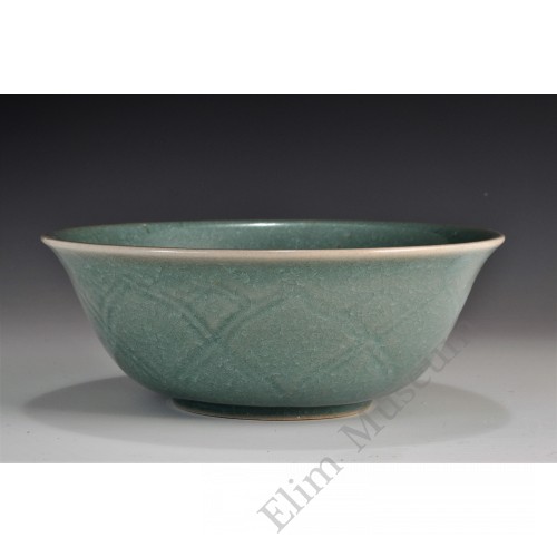 1677 A Ru-yao impressed petals bowl   