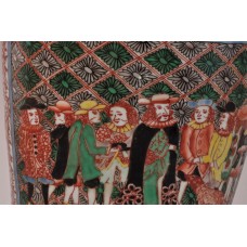 1690 A Meiping vase decorated with over glaze multi chromes figures