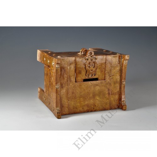 1708 A marbled glaze wooden grain piggy box