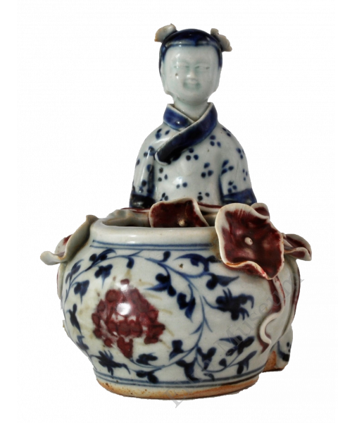 1710 A B&R boy statue brush washer with lotus   
