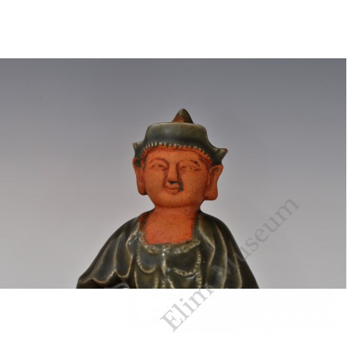 1728  A Long-quan celadon glaze stoneware  Mongolian warrior sculpture