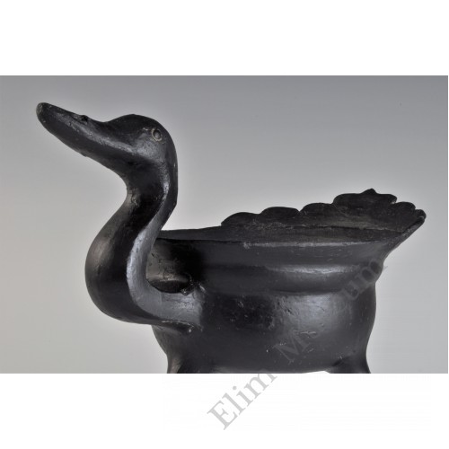 1738 A Charcoal earthenware  duck-shaped incenser