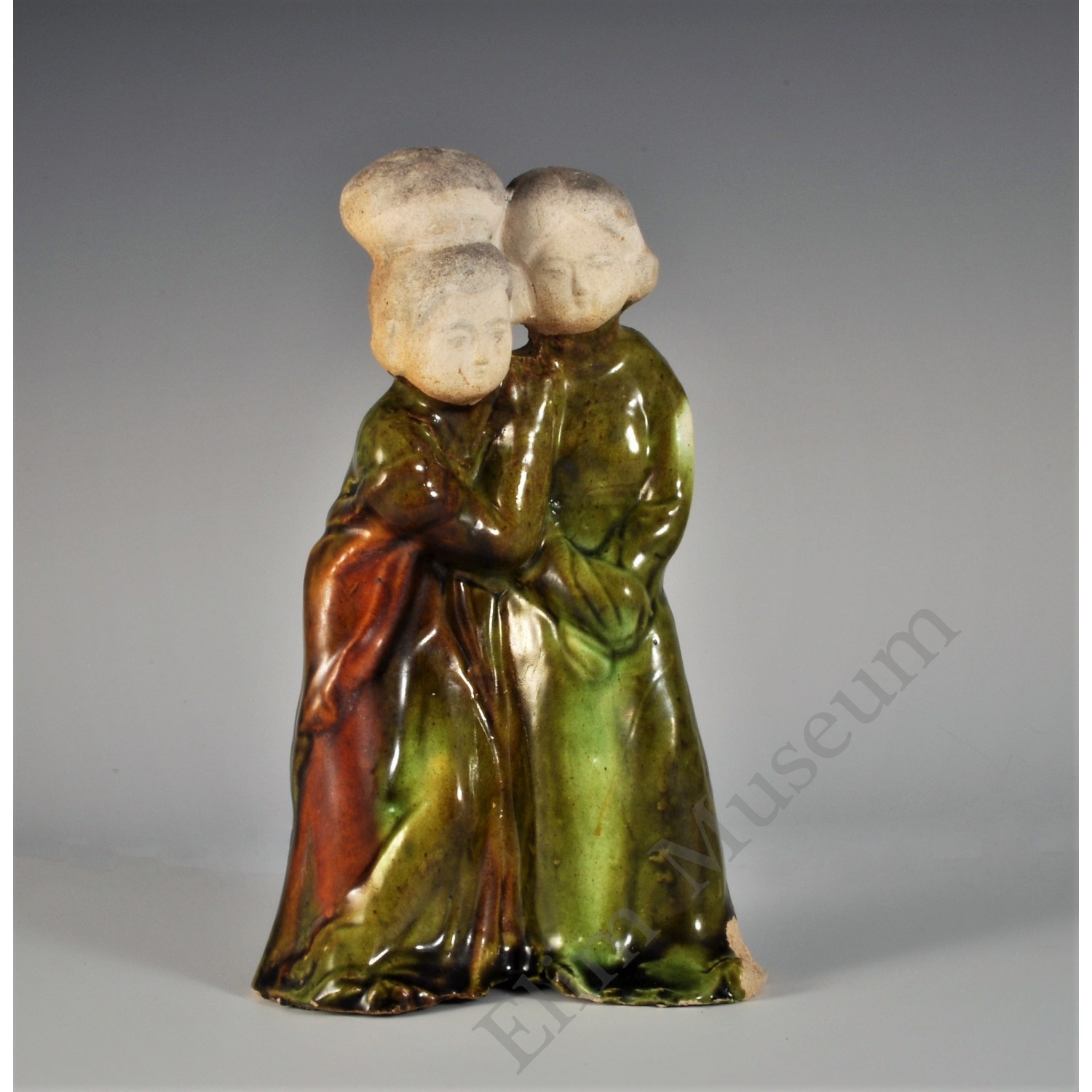 1746 A sancai sculpture of a mother and daughter