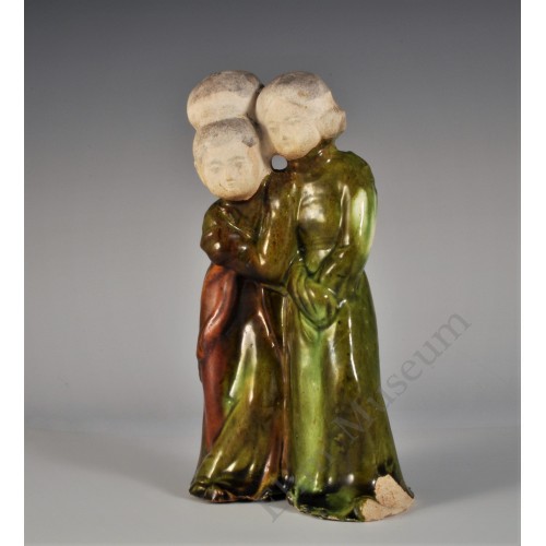 1746 A Sancai Molded & Sculpted earthware "mother & daughter"       