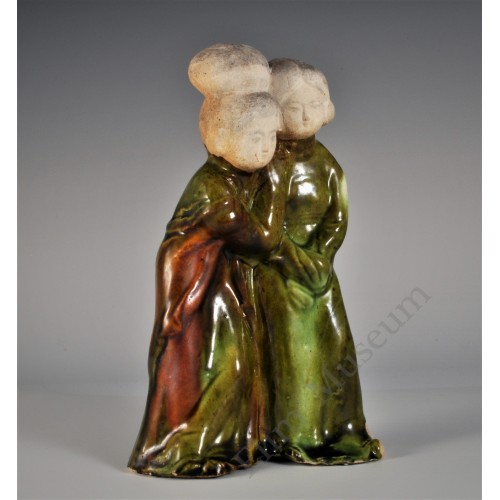 1746 A Sancai Molded & Sculpted earthware "mother & daughter"       