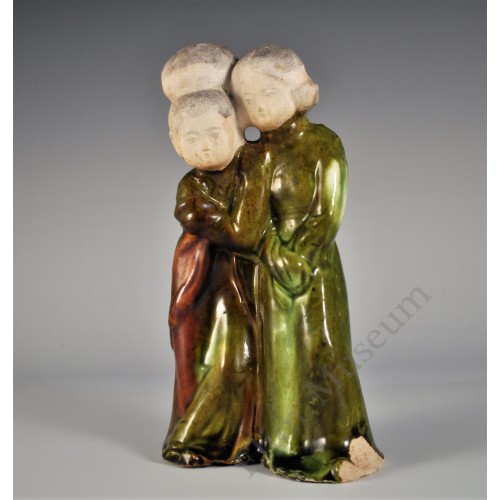 1746 A Sancai Molded & Sculpted earthware "mother & daughter"       