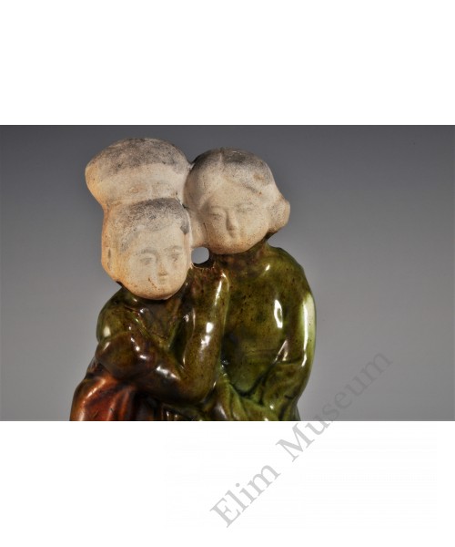 1746 A Sancai Molded & Sculpted earthware "mother & daughter"       