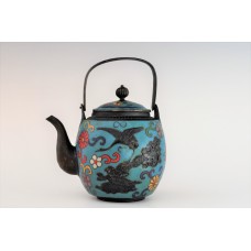 1755 A Cloisnne enamel crane and pine tea pot    