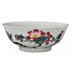 1756 A rose-enameled bowl with flower scroll 1756 A rose-enameled bowl with flower scroll