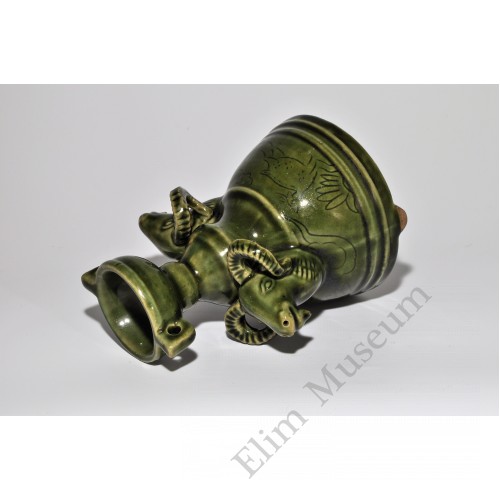 1781 A Cizhoui-Ware Two  Ram Heads Candleholder