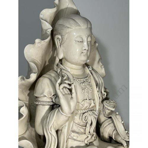 1799 Dehua white porcelain Guanyin sculpture by He Chaozong